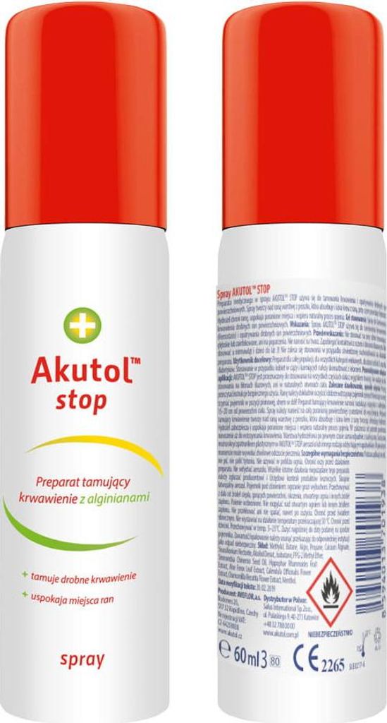 Akutol bloedstelpray voor kleine wondjes, 60 ml, 1 stuk. Productafbeelding 