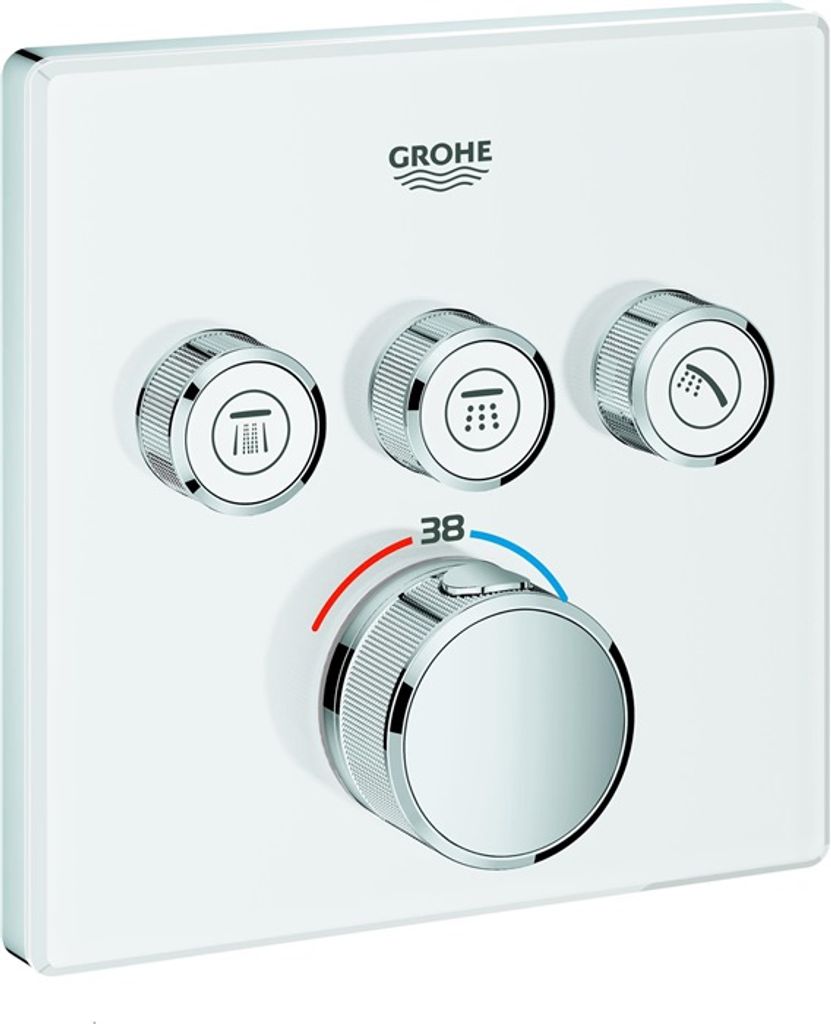 GROHE THERMOSTAT MIT 3 ABSPERRVENTILEN, Badewanne & Dusche, Drehventile, Metall, Weiß