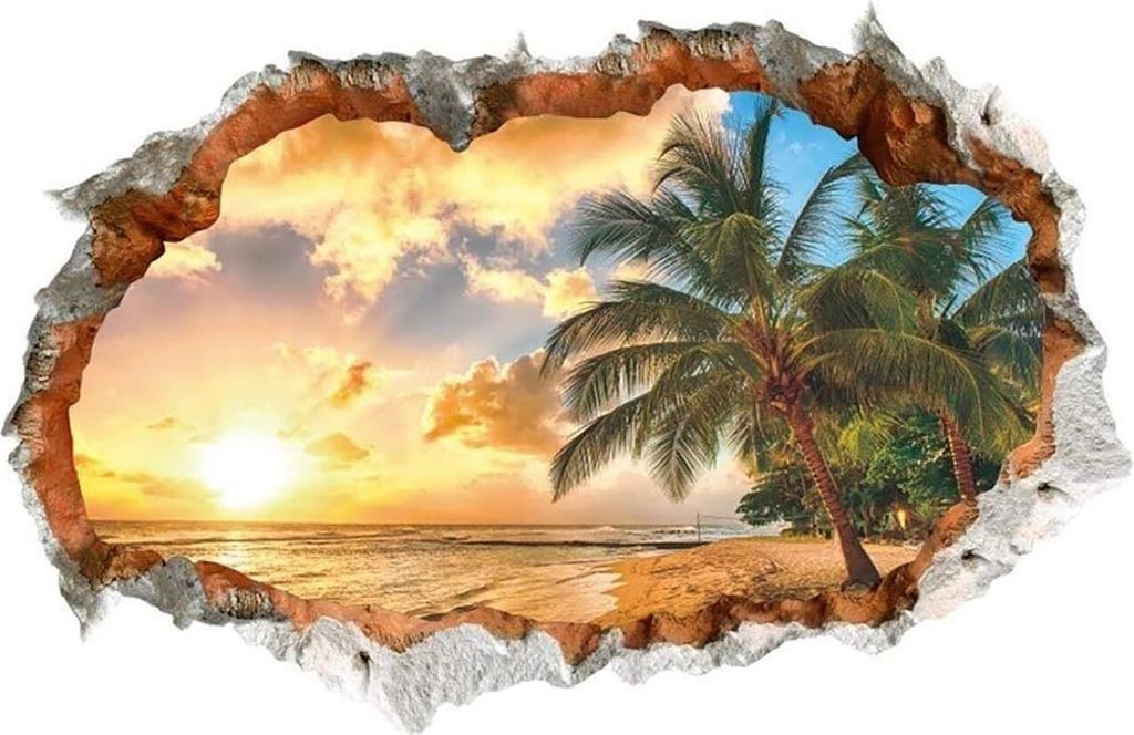 3D-Wandaufkleber, Himmel, Fußball, Planeten, Urlaub, Insel, Meer, Strand, Sonnenuntergang, Dekoration für Wohnzimmer, Schlafzimmer, Badezimmer, F...