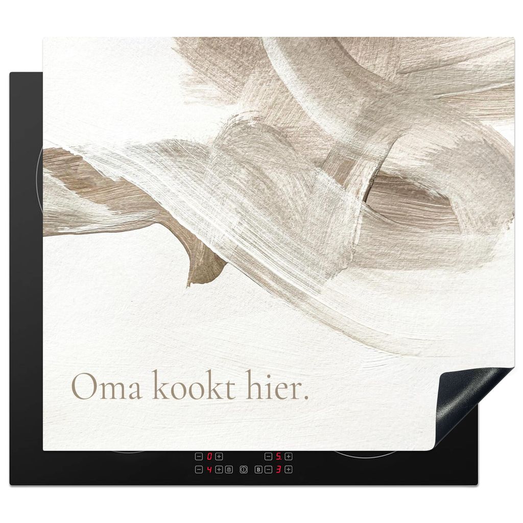 KitchenYeah Herdabdeckplatte Zitat - Oma kocht hier - Abstrakt - Großmutter , 57x51cm, Küche Deko, Glaskeramikkochfeld Herdabdeckung, Abdeckpla...