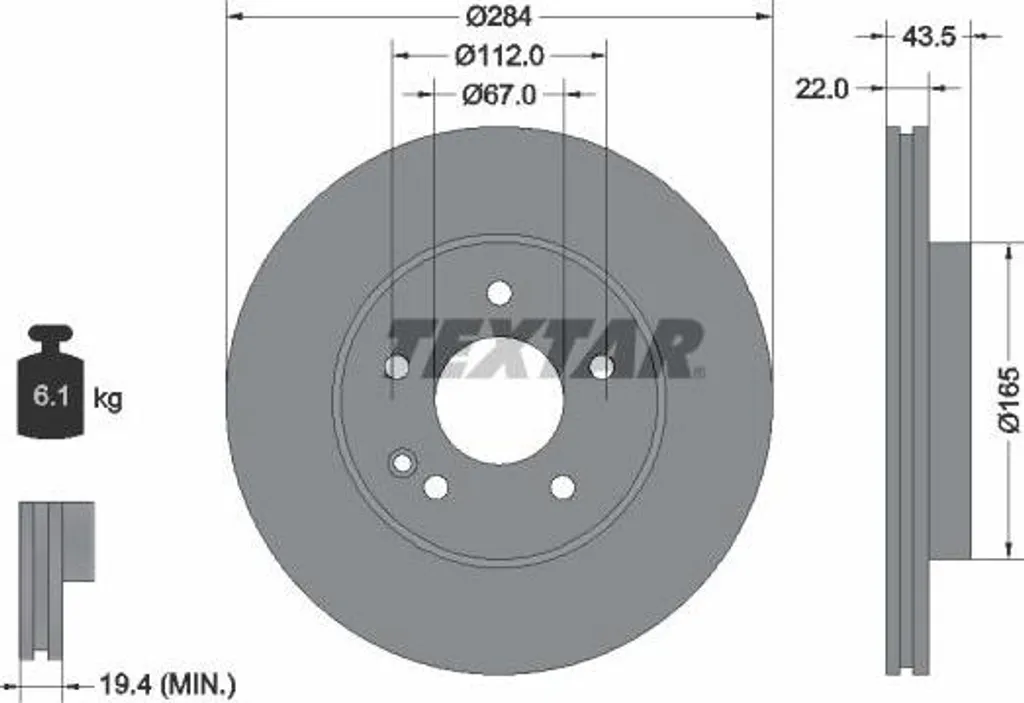 Freinage avant Classe C : Disque TEXTAR 92059403 compatible 2024210712