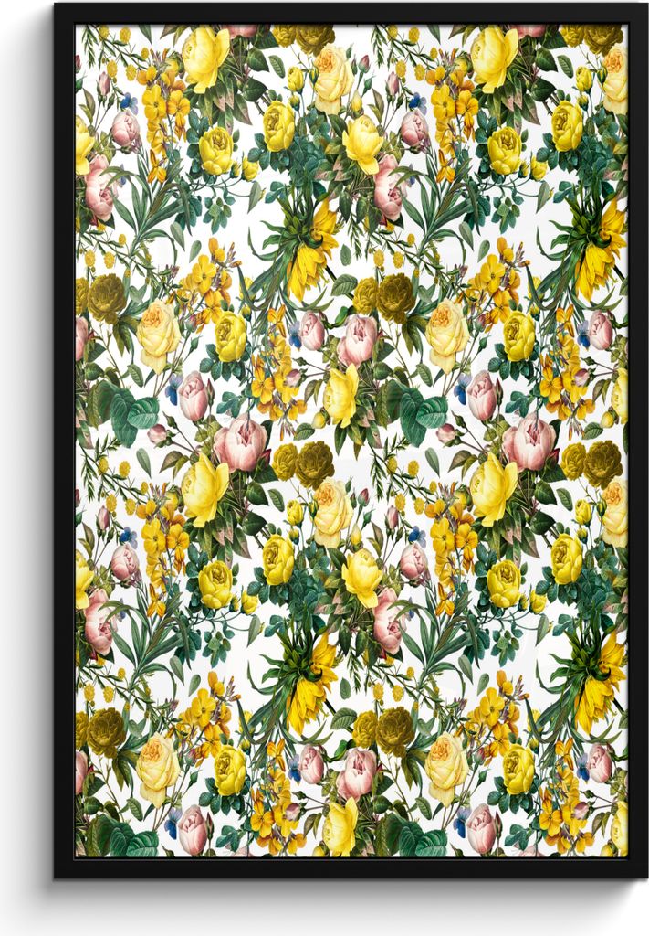 MuchoWow MuchoWow Gerahmtes Poster Blumen - Rosen - Gelb 60x90 cm - Poster mit zchwarzem Bilderrahmen - Kunst