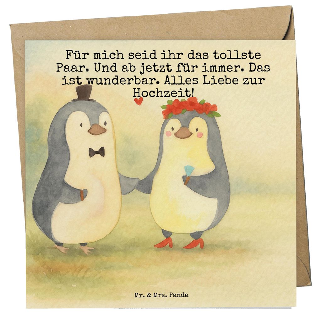 Mr. & Mrs. Panda Glückwunschkarte Hochzeit Pinguin Design - Weiß - Geschenk, anlasskarte, doppelkarte, faltkarte, Gastgeschenk, Hochzeitstag, Hoc...