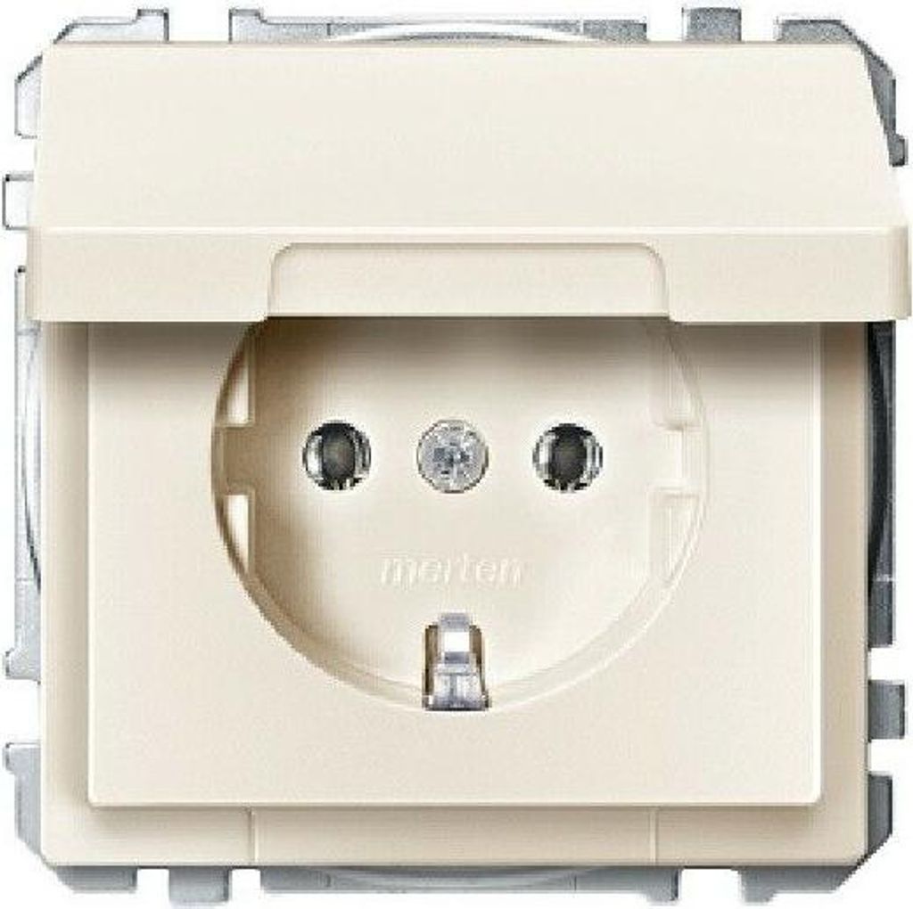 Merten artec weiß cremeweiß Steckdose mit Klappdeckel Produktbild 