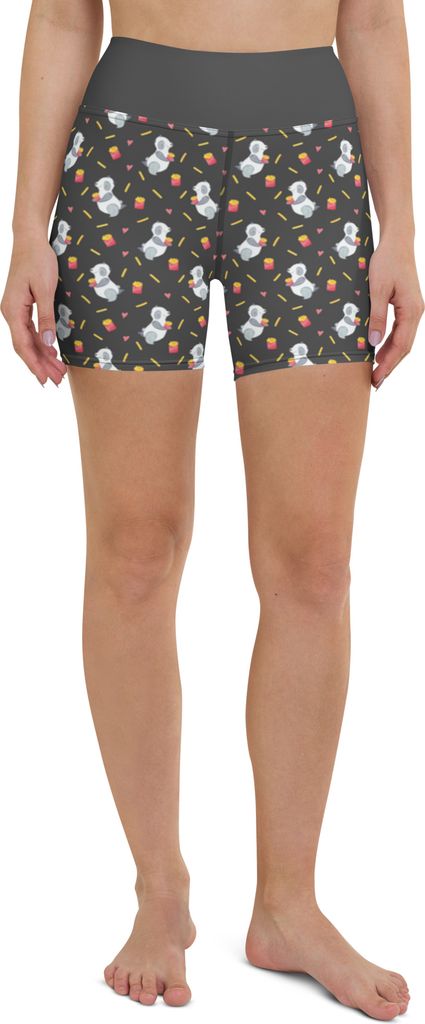 Mr. & Mrs. Panda Yoga Shorts Panda Pommes Größe M - Grau - Geschenk, Muster, Sporthose, Yogabekleidung, Sportbekleidung, Sportshorts Damen
