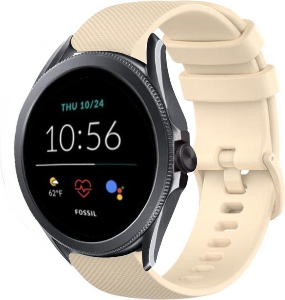 Strap-it Fossil Gen 5e 44mm Luxus-Silikonarmband (Beige)