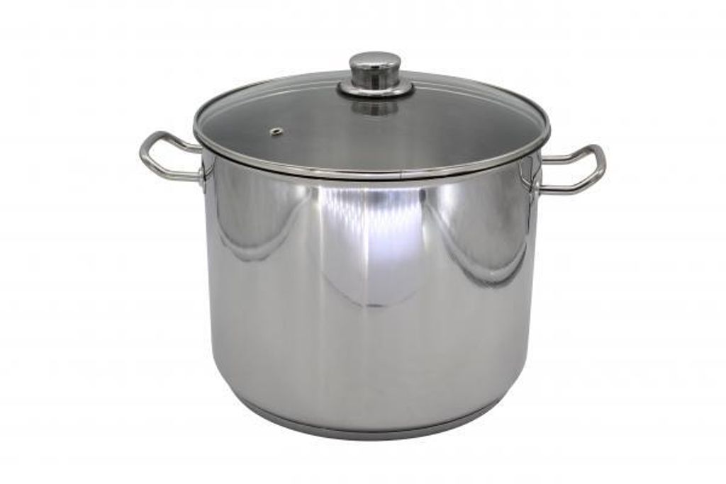 Karl Krüger 72727 Jumbotopf Edelstahl mit Glasdeckel 28 cm, Inhalt 14 Liter / Kochtopf / Maxi Topf / INDUKTION