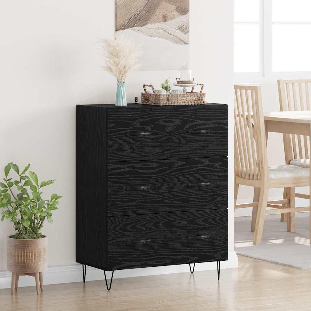 "Schlussverkauf" Sideboard 1 PC - Anrichte/Kommode - Max. Gewicht: 120 kg - mit Schubladen Schwarz Eichen-Optik 69,5x34x90 cm C6941