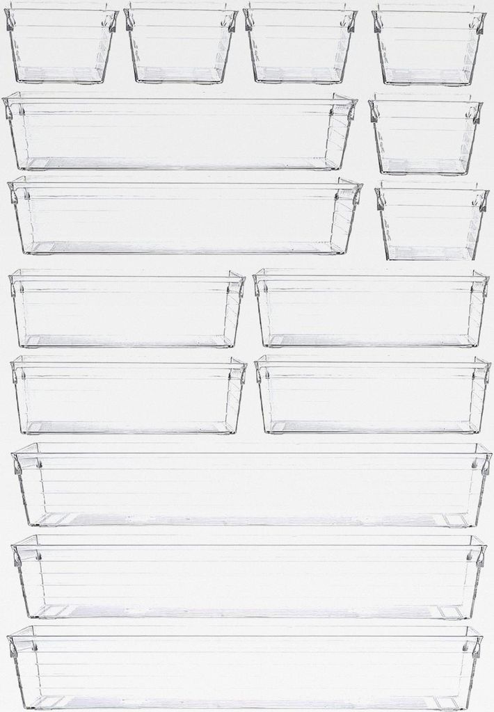 Transparente Plastikschubladen für die Organisation von Schubladen, ideal für Make-up, Küchenutensilien, Schmuck und Accessoires (15-teiliges Set)