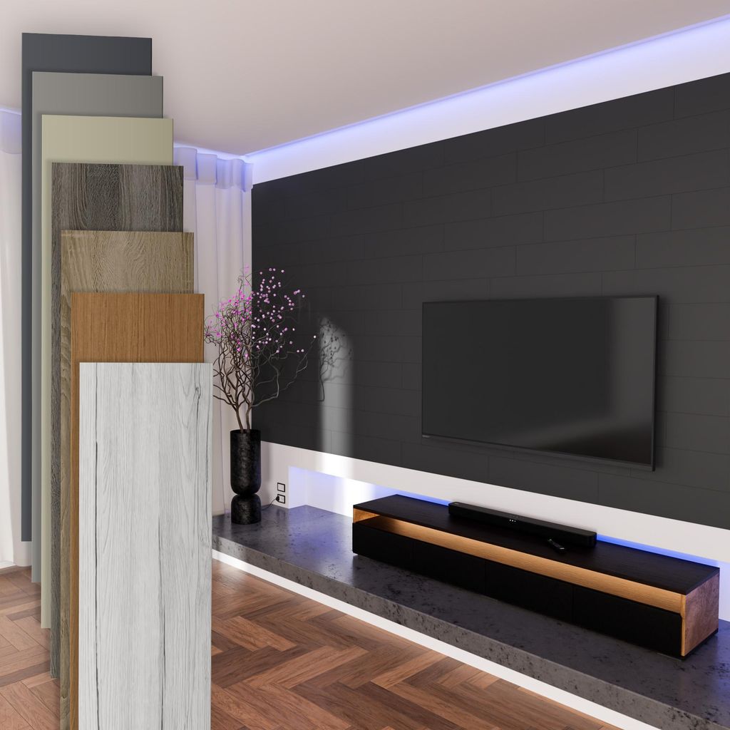 HEXIM Paneele aus MDF - Wandpaneele Wandverkleidung Holzpaneele Natur Wand Holzoptik Innen Holzverkleidung Verblender Dekorpaneele (1,04 m² Black ...