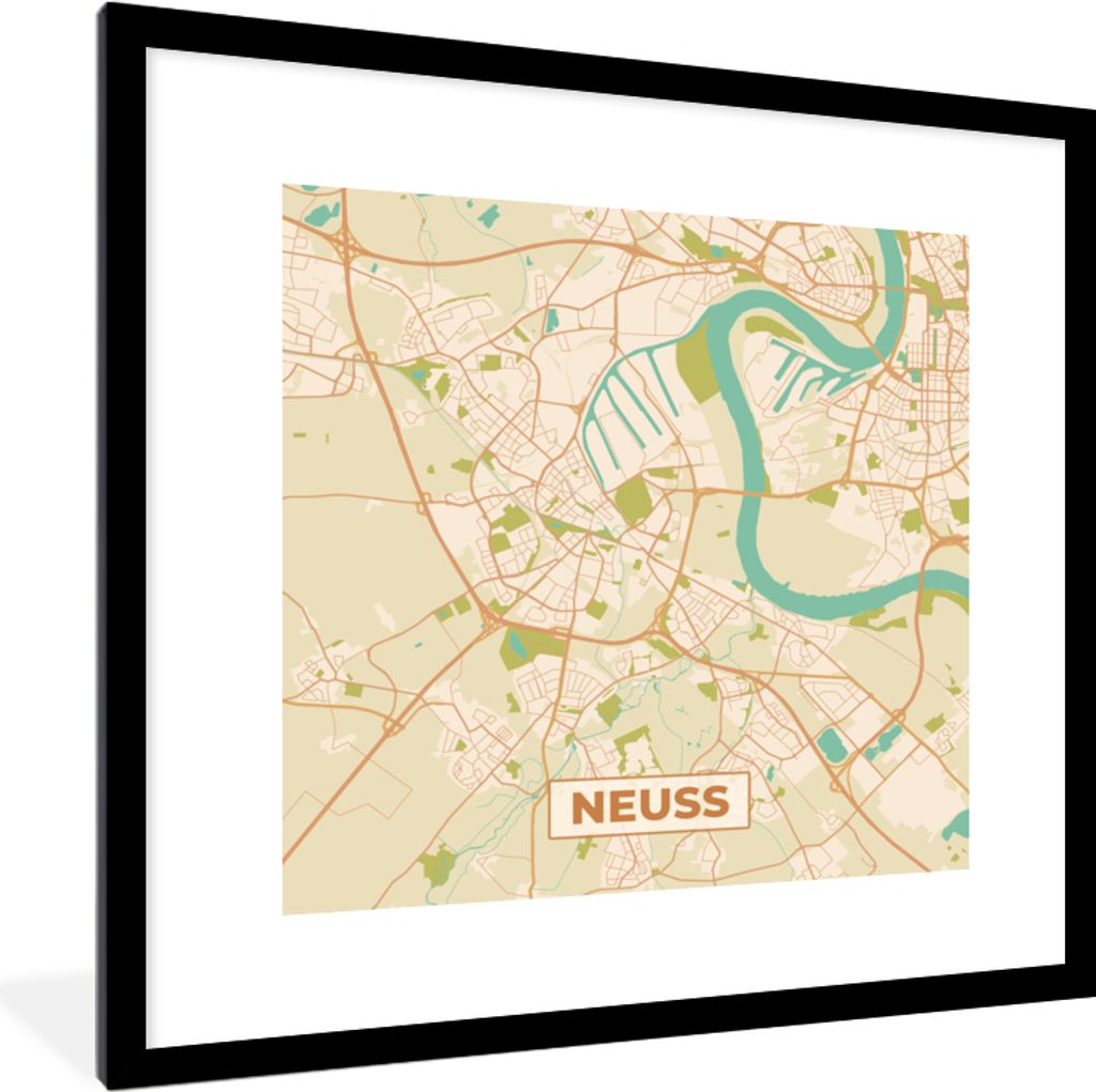 MuchoWow® Gerahmtes Poster Neuss - Karte - Vintage - Produktbild 