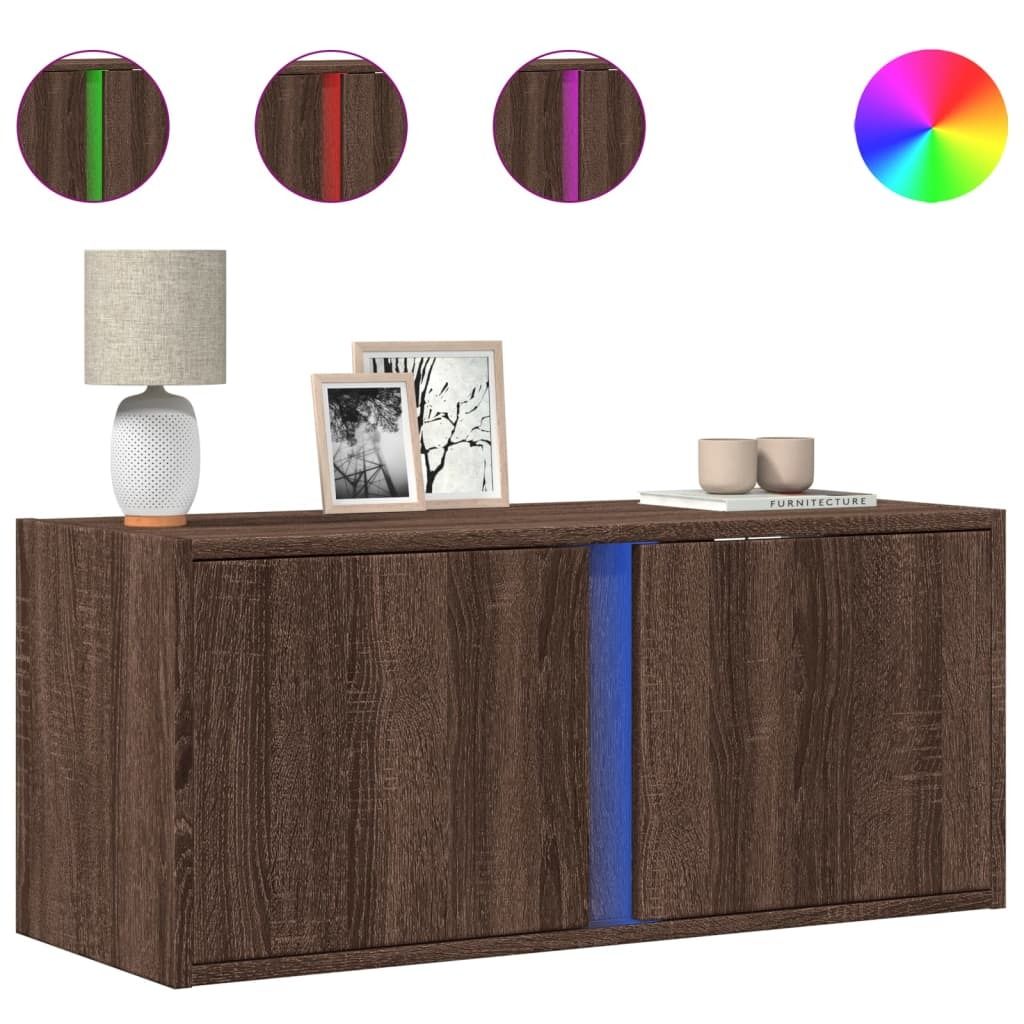 "SALE 2026"TV-StänderTV-Wandschrank - TV-Regal - Fernsehkommode - mit LED-Beleuchtung Eichen-Optik 80x31x35 cm - TV-Lowboard DE7805090