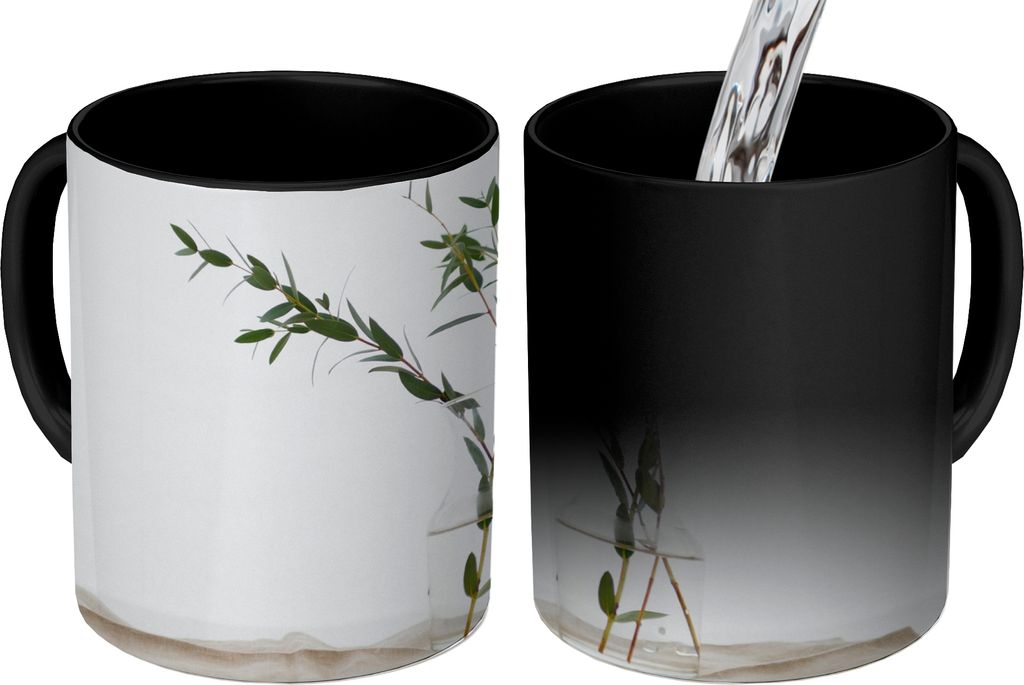 MuchoWow Zauber Tasse Zaubertasse Magic Eukalyptuszweige in einer Glasvase 350 ml Farbwechsel Becher Geschenk Geschenkidee - Magic-Tasse - Fotota...
