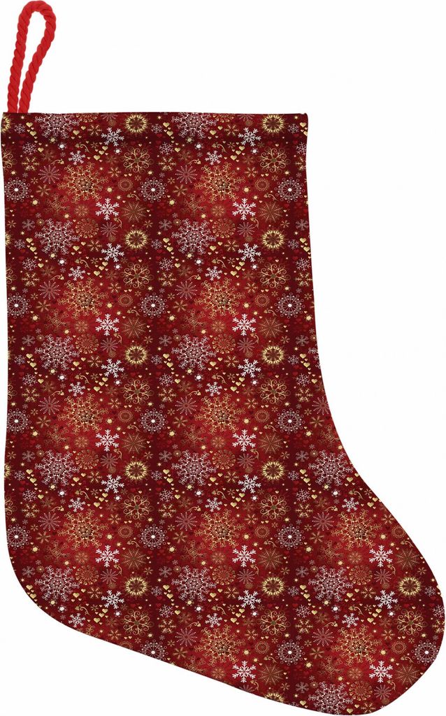 ABAKUHAUS Weihnachten Hängende Nikolausstiefel Weihnachtssocken, Schneeflocken, Weihnachtsstrumpf zum Aufhängen, 25x35cm, Rot, Gelb und Weiß
