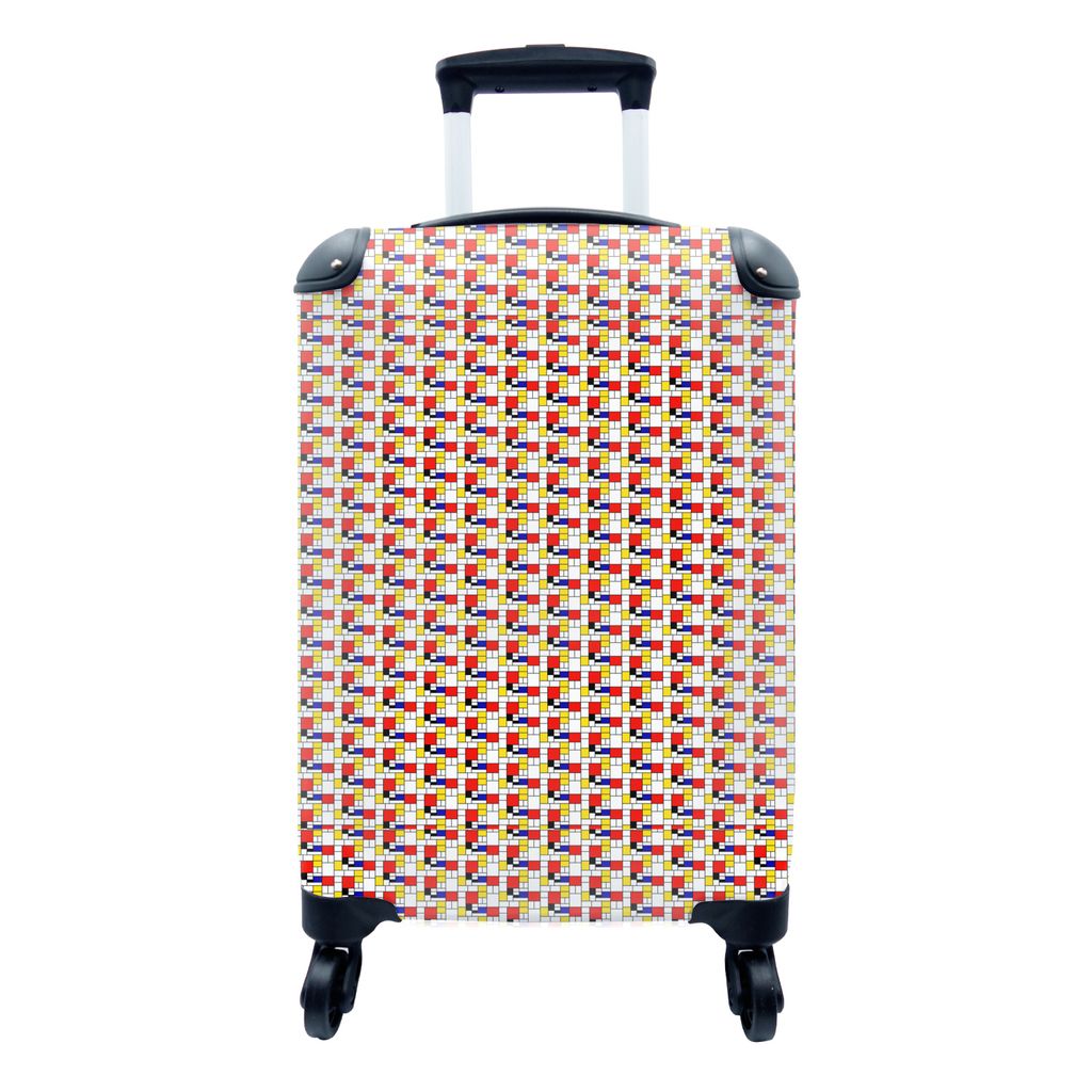MuchoWow Koffer Handgepäck Trolley Rollkoffer Kleine Reisekoffer mit 4 Rollen - Formen - Neoplastik - Kunst - Muster - Mondrian - Cabin Size < 5...