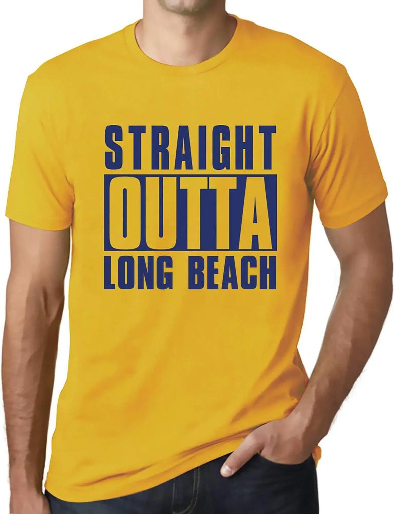Herren Grafik T-Shirt Straight Outta Long Beach Öko-Verantwortlich Vintage Jahrgang Kurzarm Lustige Druck Geburtstag Geschenk Mann