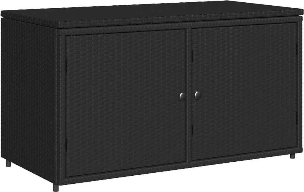 vidaXL Gartenschrank Schwarz 110x55x60,5 cm Poly Rattan Produktbild 