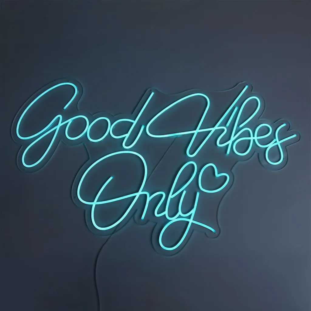 Enseigne LED Good Vibes Only - Solution Éclairage Mural sans Perçage lourd