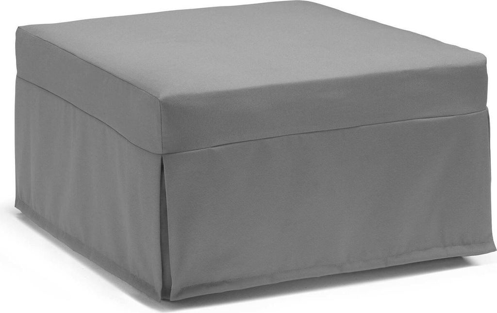 Klappbett Dabay, Puff umwandelbar in Einzelbett, 100% Italy, Sitzpuff aus Stoff fürs Wohnzimmer, Cm 80x80h45, Grau