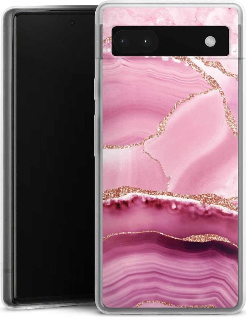 DeinDesign Slim Hülle für Google Pixel 6a Silikon Case Ultra Dünn Handyhülle Glitzer Look Marmor Meerjungfrau