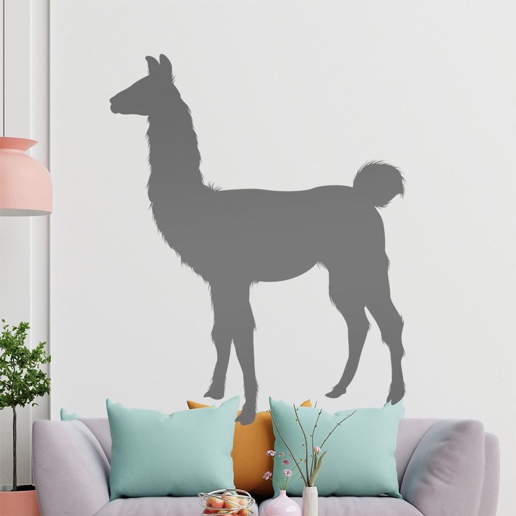KIWISTAR Lama Silhouette - Spucken Kamel Alpaca Wandtattoo in 6 Größen - Wandaufkleber Wall Sticker - Dekoration, Küche, Wohnzimmer, Schlafzimme...