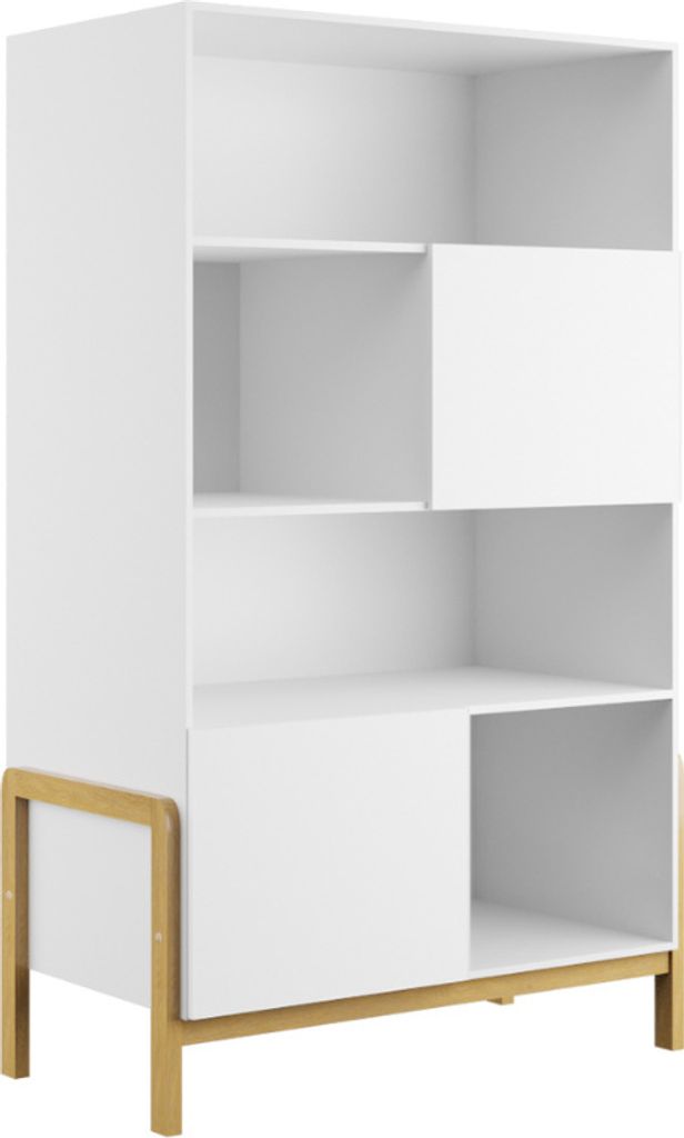 Bücherregal mit 2 Türen, Weiß, 188cm