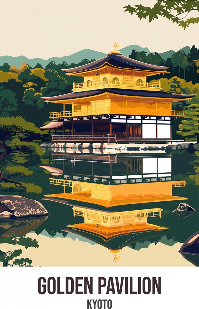 Plakat 68x101cm Goldener Pavillon, Kyoto