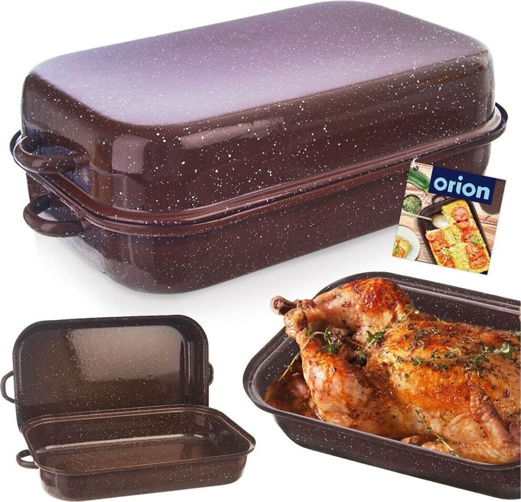 Orion Emaille-Bräter emaillierter Bräter Bratpfanne Brattopf mit Deckel 1,5 L