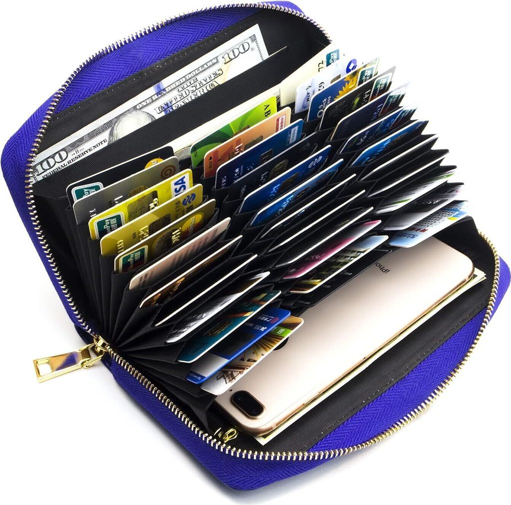 Geldbörse Damen Kreditkartenetui Gross Leder Geldbörsen RFID Blocking Schutz Wallet Groß Geldbeutel Frauen