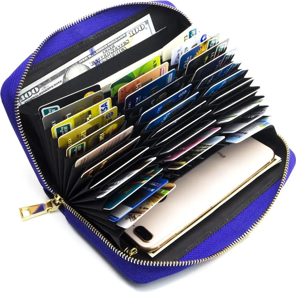 Portafoglio Pelle Grande Donna Blocco RFID Porta Carte Credito