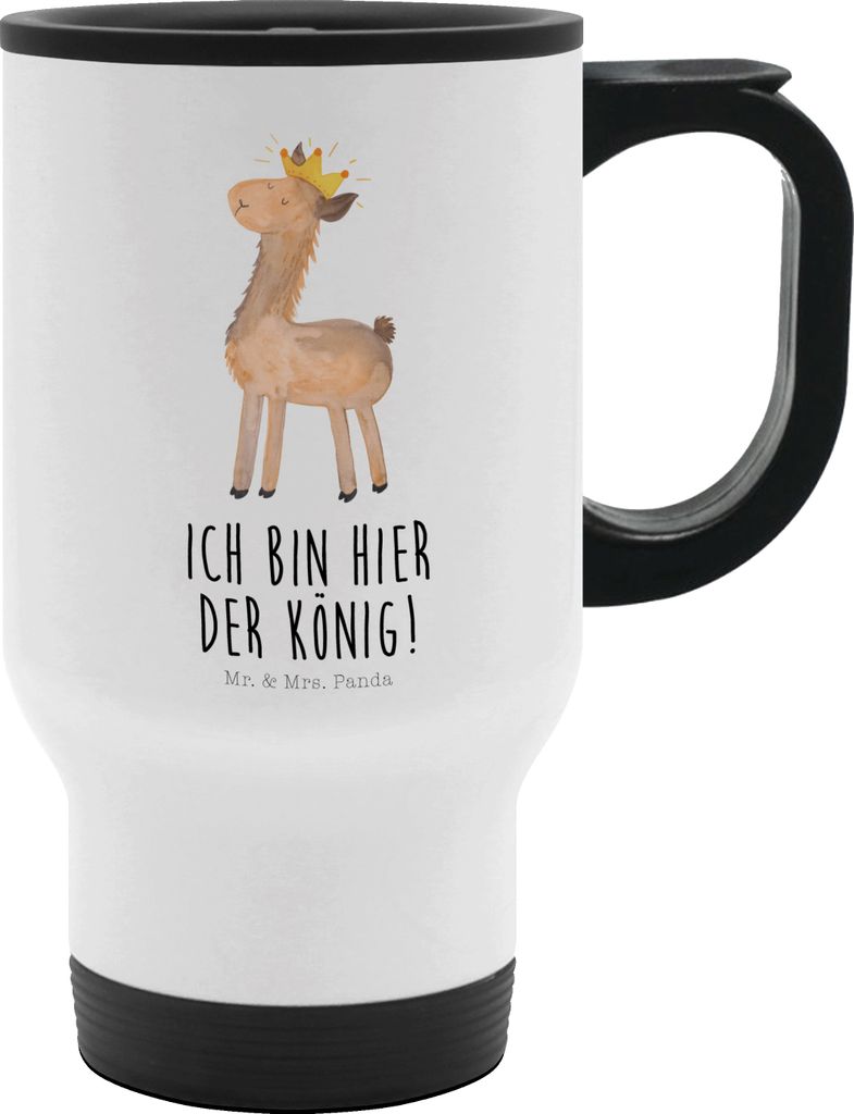Mr. & Mrs. Panda Edelstahl Trinkbecher Lama König - Weiß - Geschenk, Thermobecher, Kaffeebecher To Go, Mama, Lamas, Papa, Kaffee-Thermobecher, Fr...