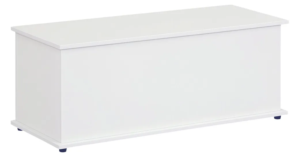 Malle de rangement sécurisée 100 cm, blanc mat avec assise robuste