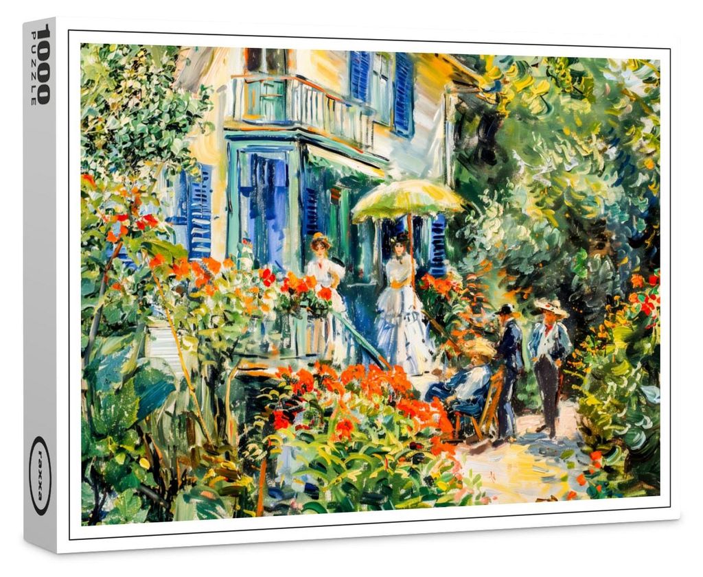 raxxa Premium-Puzzle „Impressionistischer Garten – Kunst-Becher – Landhaus-Treffen“, 1000 Teile
