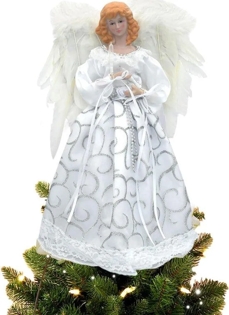 Décoration de Noël pour intérieur argentée 32 cm : plumes et ailes