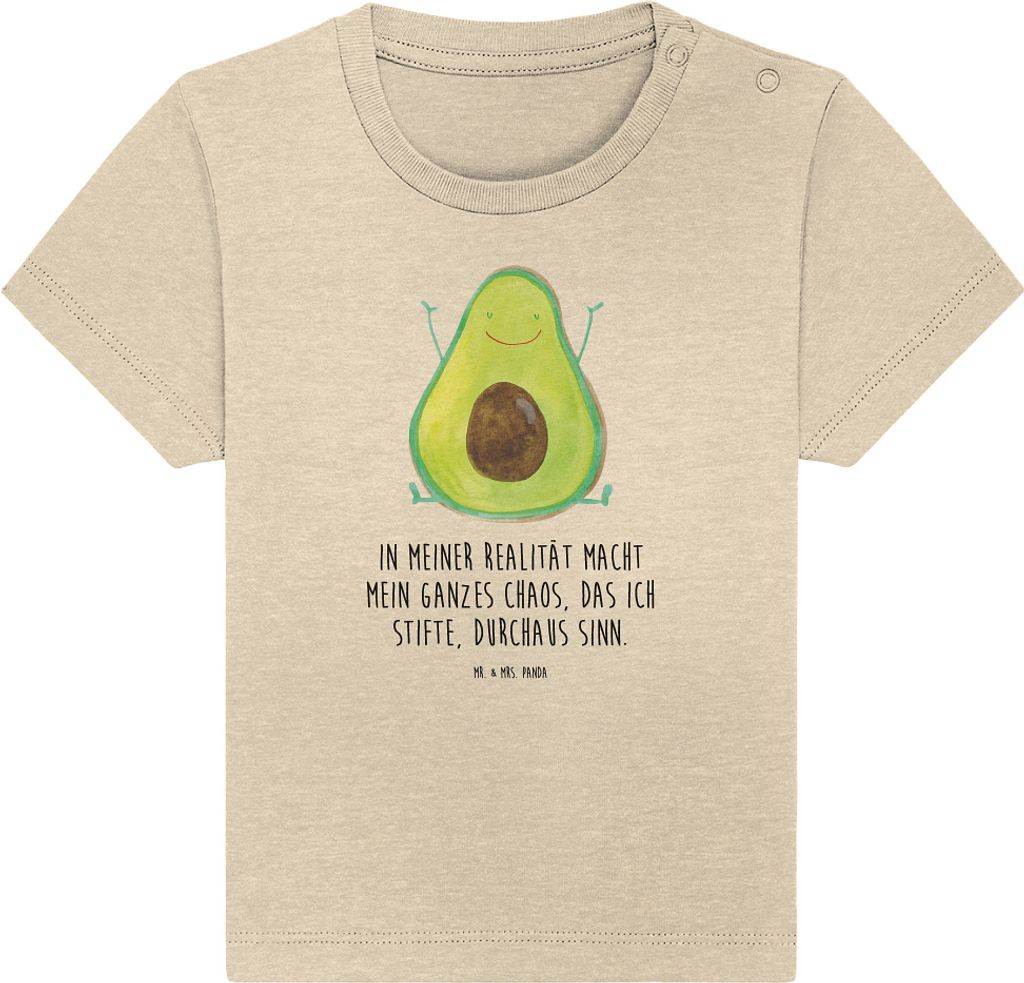 Mr. & Mrs. Panda T-Shirt Avocado Glücklich 6. - 12. Monat - Natural Raw - Geschenk, Baby Shirt, Chaos, Babyshirt, Verrückt, Kleinkind, Kurzarmshirt