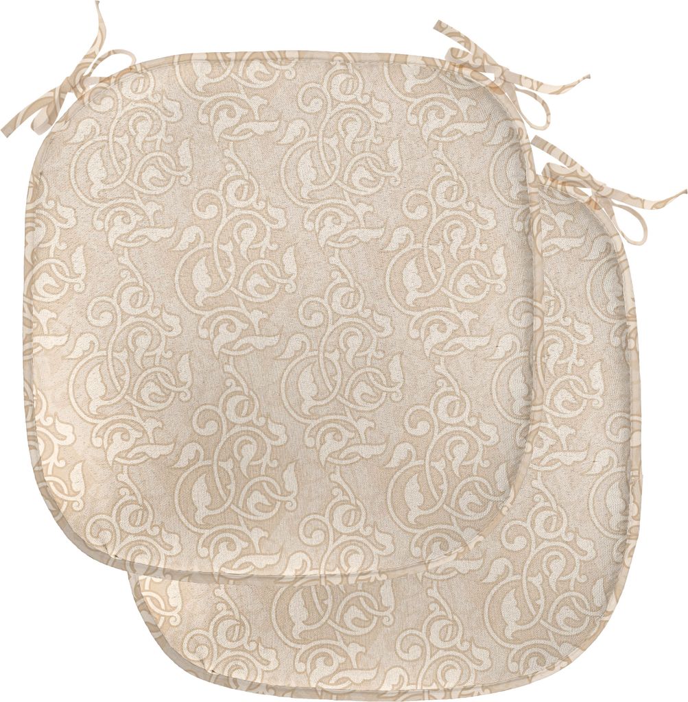 ABAKUHAUS Beige Polster für Esszimmerstühle, Wirbelnde Seed Blumen, Dekoratives wasserfestes Kissen mit Riemen für Küchensitze, 40 cm x 40 cm-2...