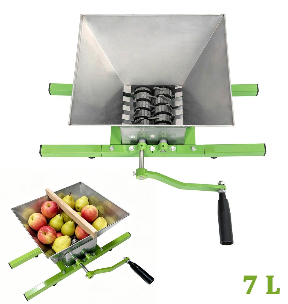 TANYEAR 7 L Obstmühle Apfelmühle mit Edelstahl-Trichter und Produktbild 