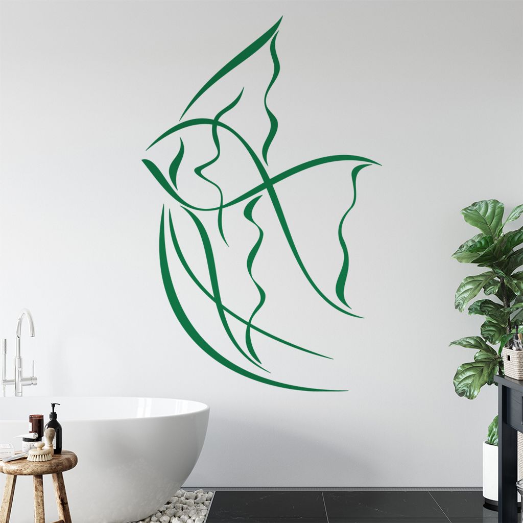 Fisch Linien - Fische Wandtattoo in 6 Größen - Wandaufkleber Wall Sticker - Dekoration, Küche, Wohnzimmer, Schlafzimmer, Badezimmer