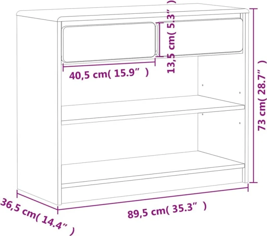 Console en pin massif SAUDA finition chêne - Table d'appoint chic - 14