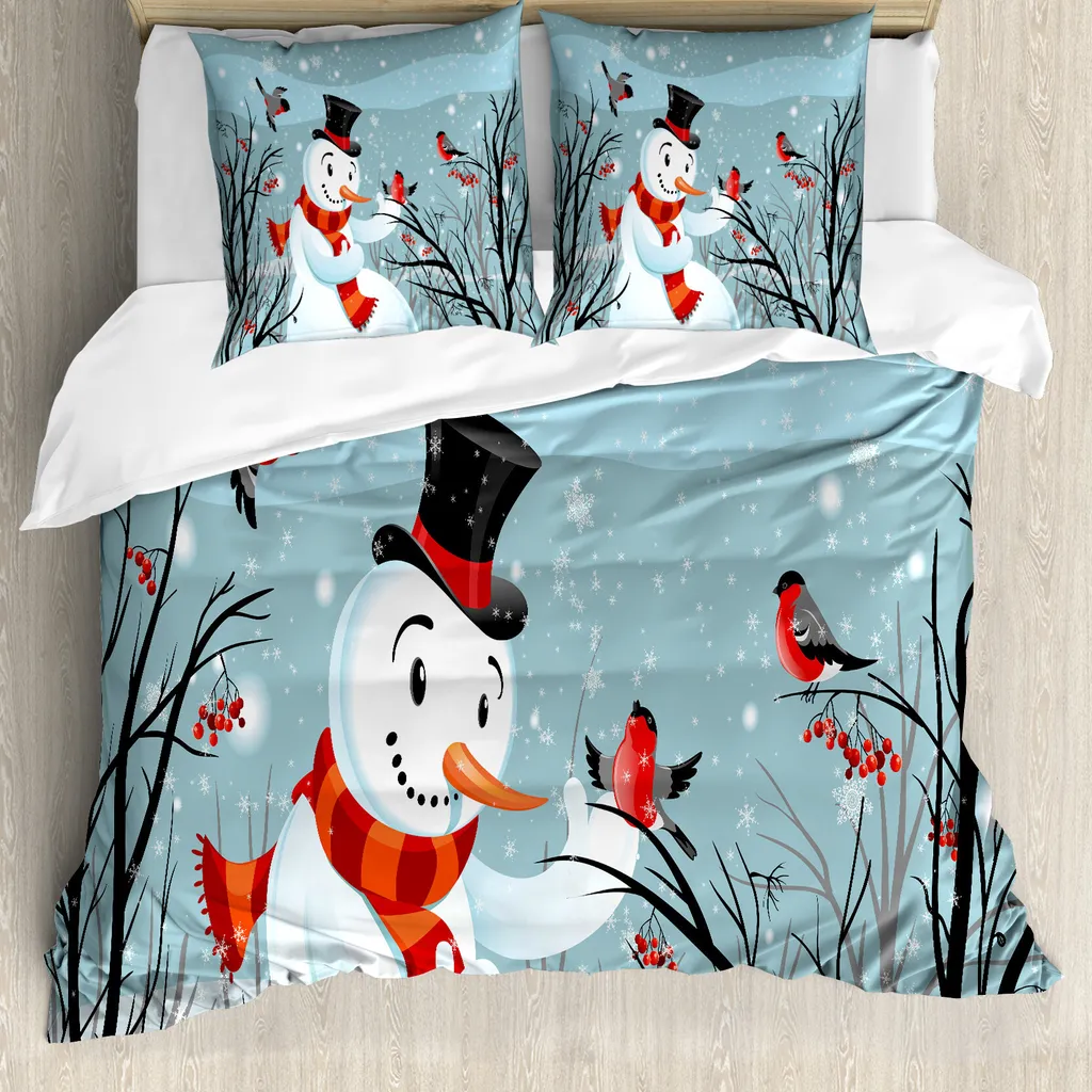 Linge de lit de Noël pour chambre d'amis lit double motifs hivernaux
