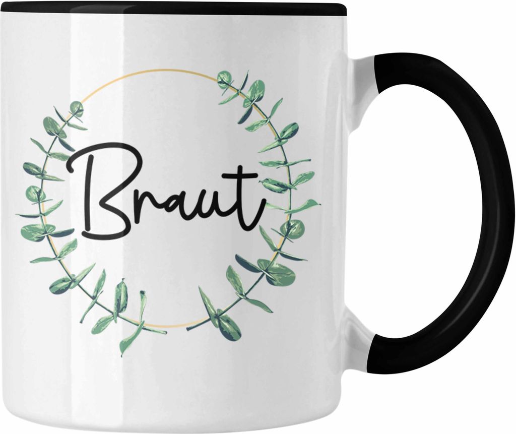 Trendation - Braut Tasse Geschenk Hochzeit Heiratsantrag Geschenkidee zur Hochzeit (Schwarz)