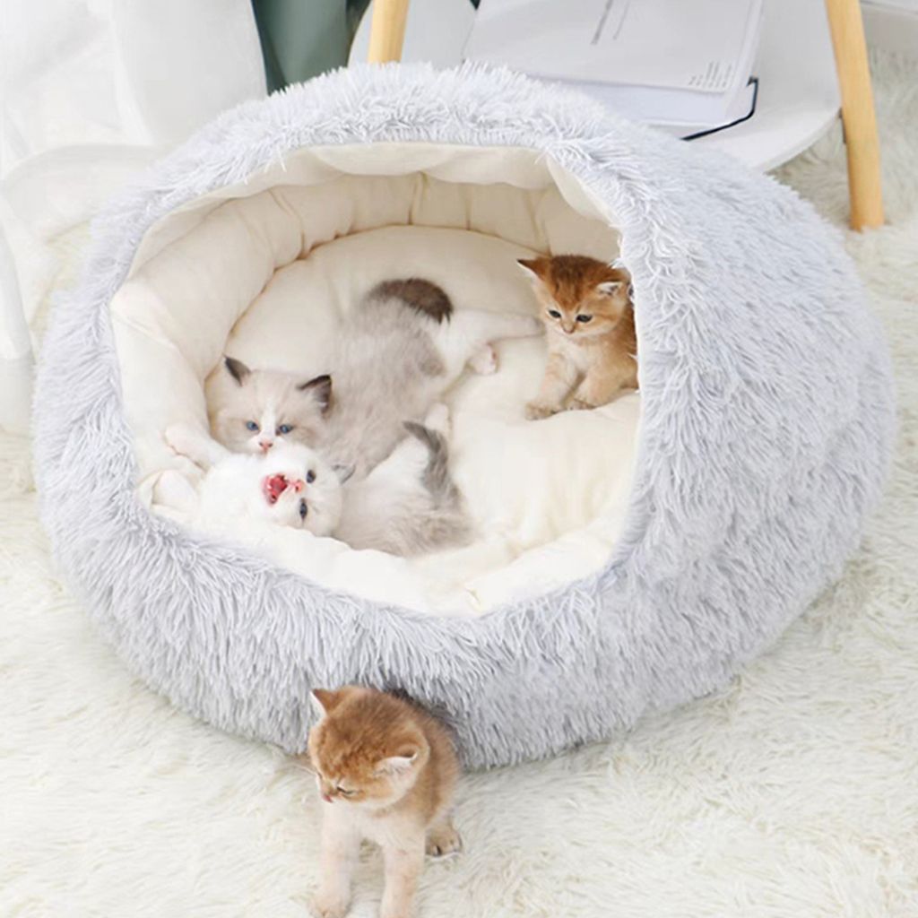 DEEN Rundes Kuschelbett Für Welpen & Katzen – Waschbar, Rutschfest, In 6 Farben & 3 Größen