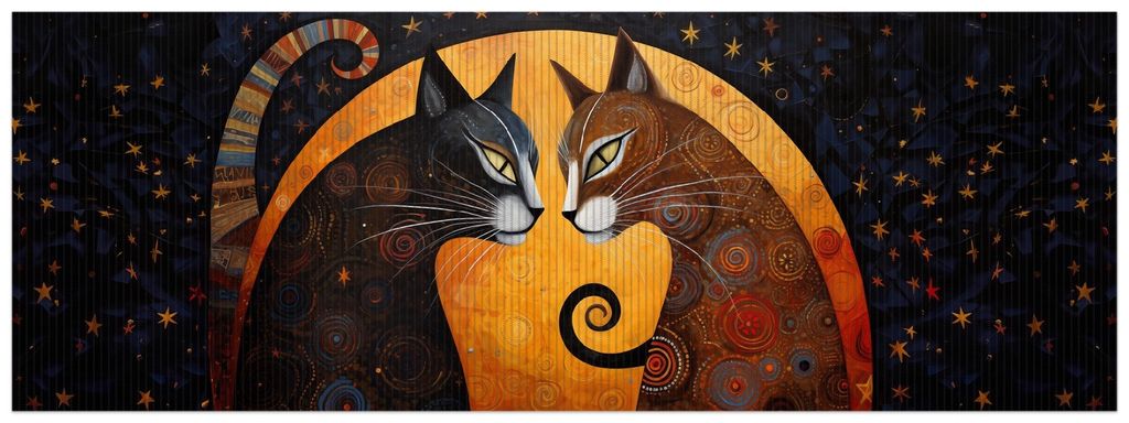 Wallario Duschmatte Antirutschmatte Badmatte Fußmatte Katzen im Mondlicht, Größe ca. 180 x 65 cm