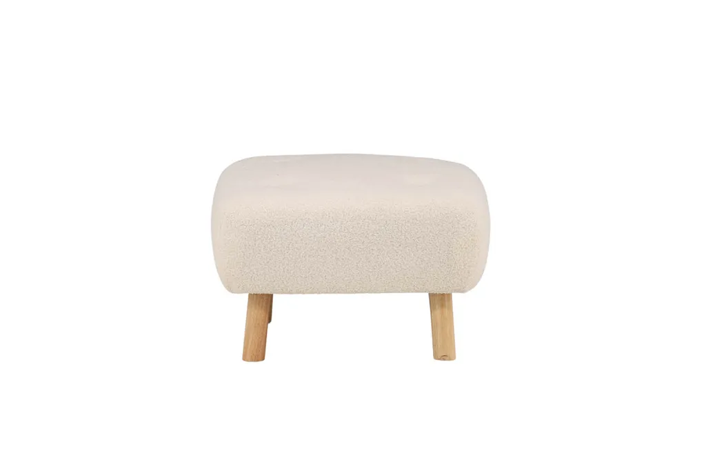 Salinapouf Repose-pieds Ours en Peluche Blanc Naturel - Design Douillet