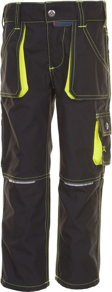 Kinderbroek, model Junior, maat 110/116, antraciet/geel, Productafbeelding 