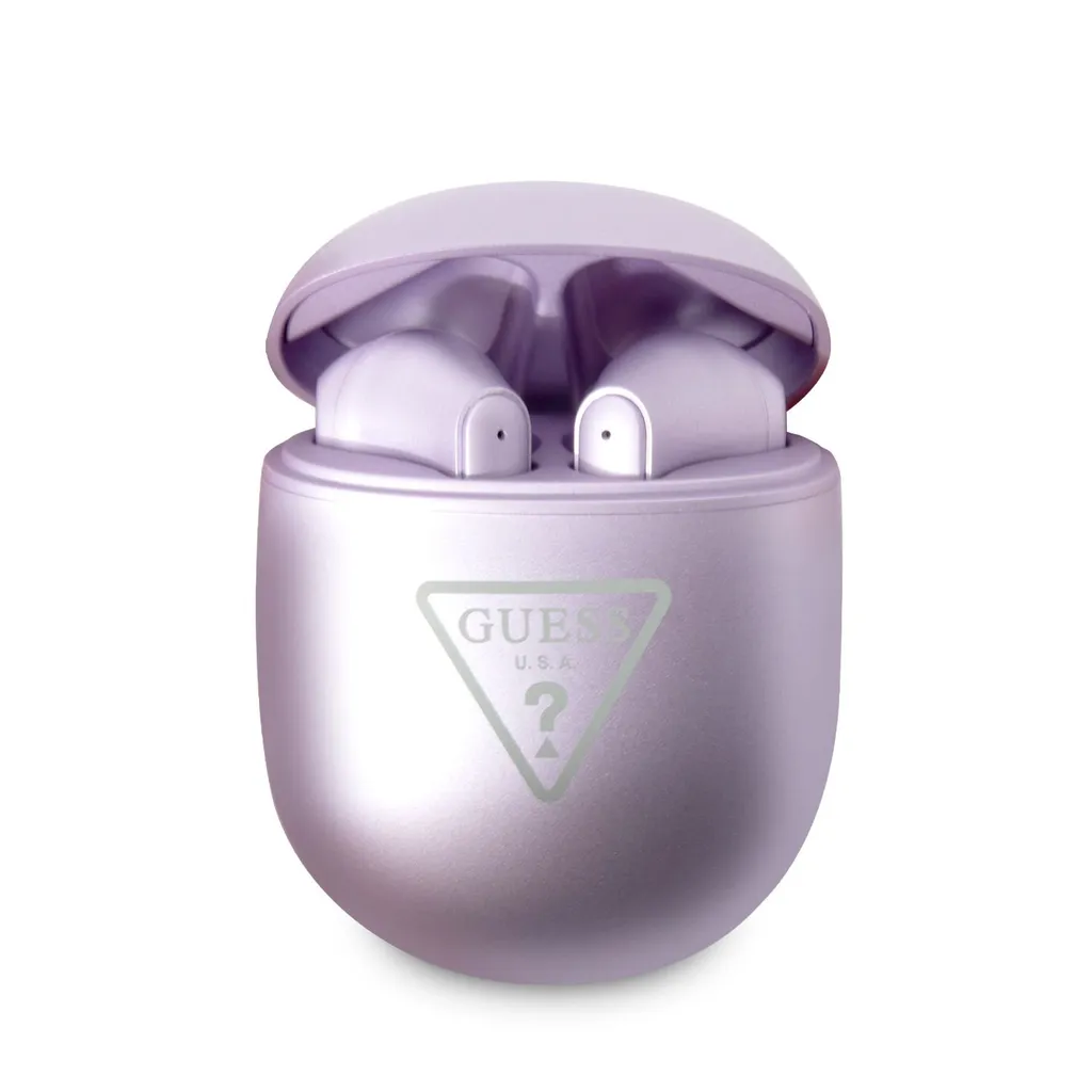 Cuffie Bluetooth Guess Gutwst82Tru Tws + Docking Station Logo triangolo viola/viola