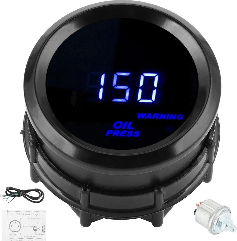 Manomètre pression d'huile 12V pour tableau de bord voiture LED bleue 150PSI