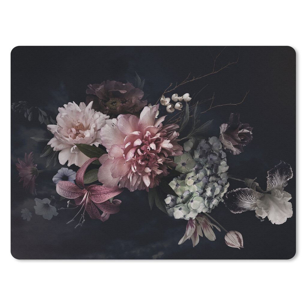 MuchoWow Mauspad Mousepad Blumen - Vintage - Pastell - Rosa - Weiß 40x30 cm - Mousepads - Maus Mat - Pad - Mausunterlage - Anti Rutsch