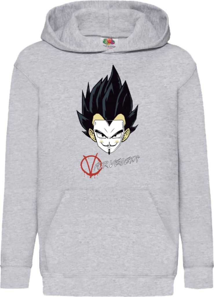 Kinder Kapuzenpullover Dragon Anime Manga Ball Z V For Vegeta, 9-11 Jahr - 140 / Grau