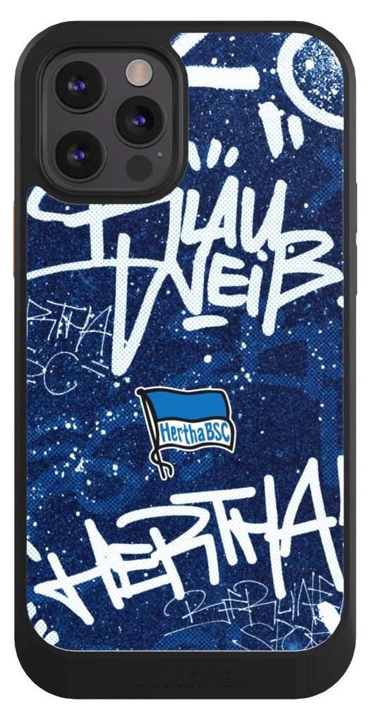 NIVOCASE Hülle für Apple iPhone 12 Pro Handyhülle NIVOcore Case Schwarz Graffiti Hertha BSC Offizielles Lizenzprodukt